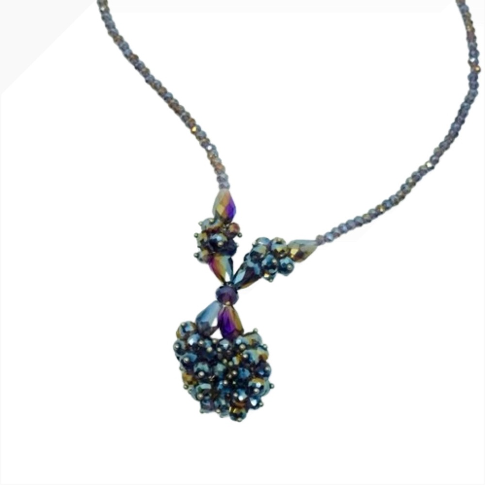 HANDCRAFTED IRIDESCENT PURPLE SWAROVSKI CRYSTAL NECKLACE